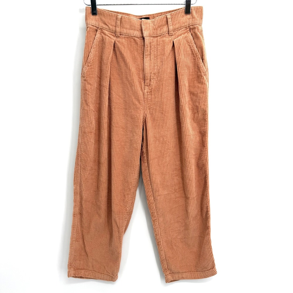 BDG Urban Outfitters Corduroy Tapered Pants Size 4 Orange Pleated High Waisted